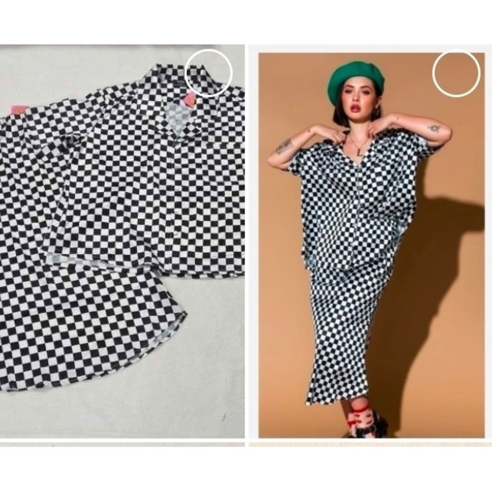 Dressed in LaLa Take Risks White Black Checkerboard Satin Skirt Set Size M NWT